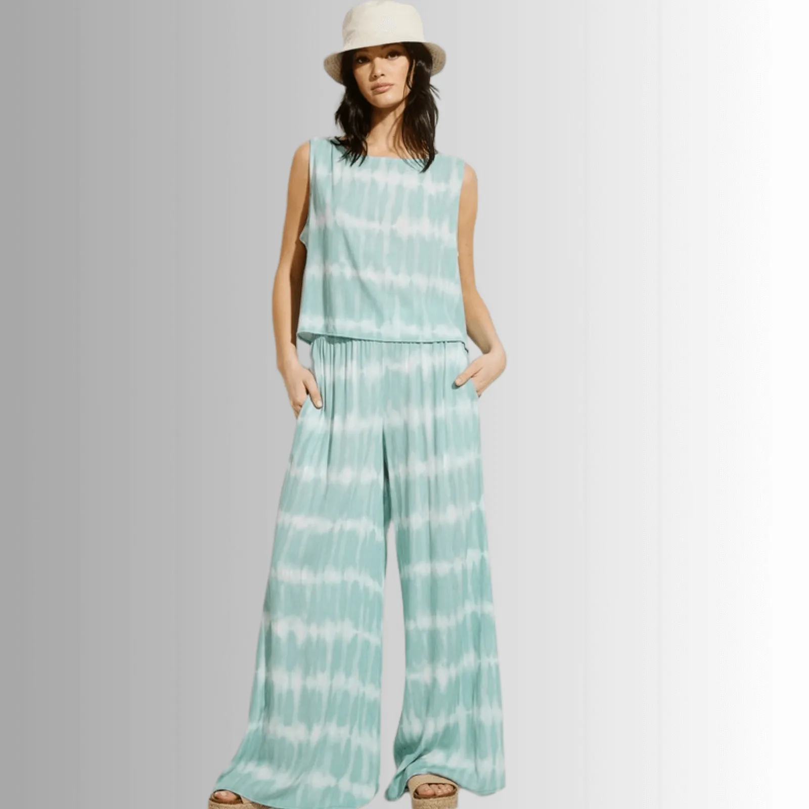 Beach and Lounge Striped Casual Pants Set - Clearance Final Sale