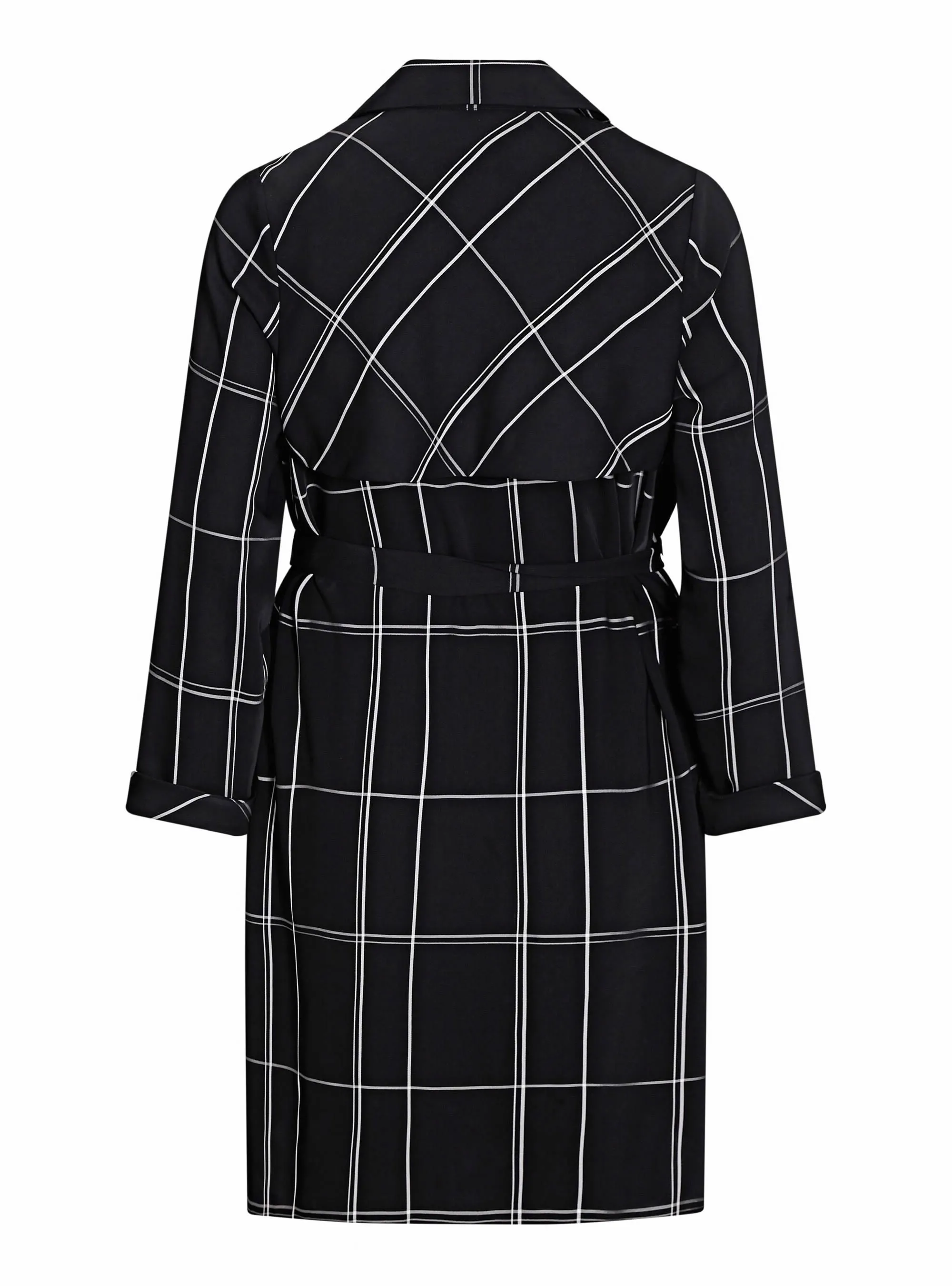 Black and White Checked Trench Coat