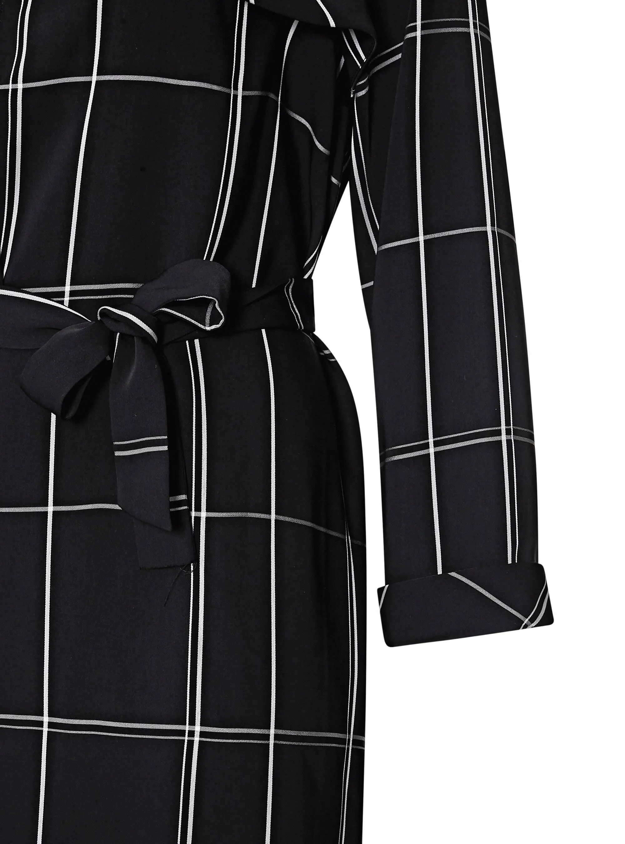 Black and White Checked Trench Coat