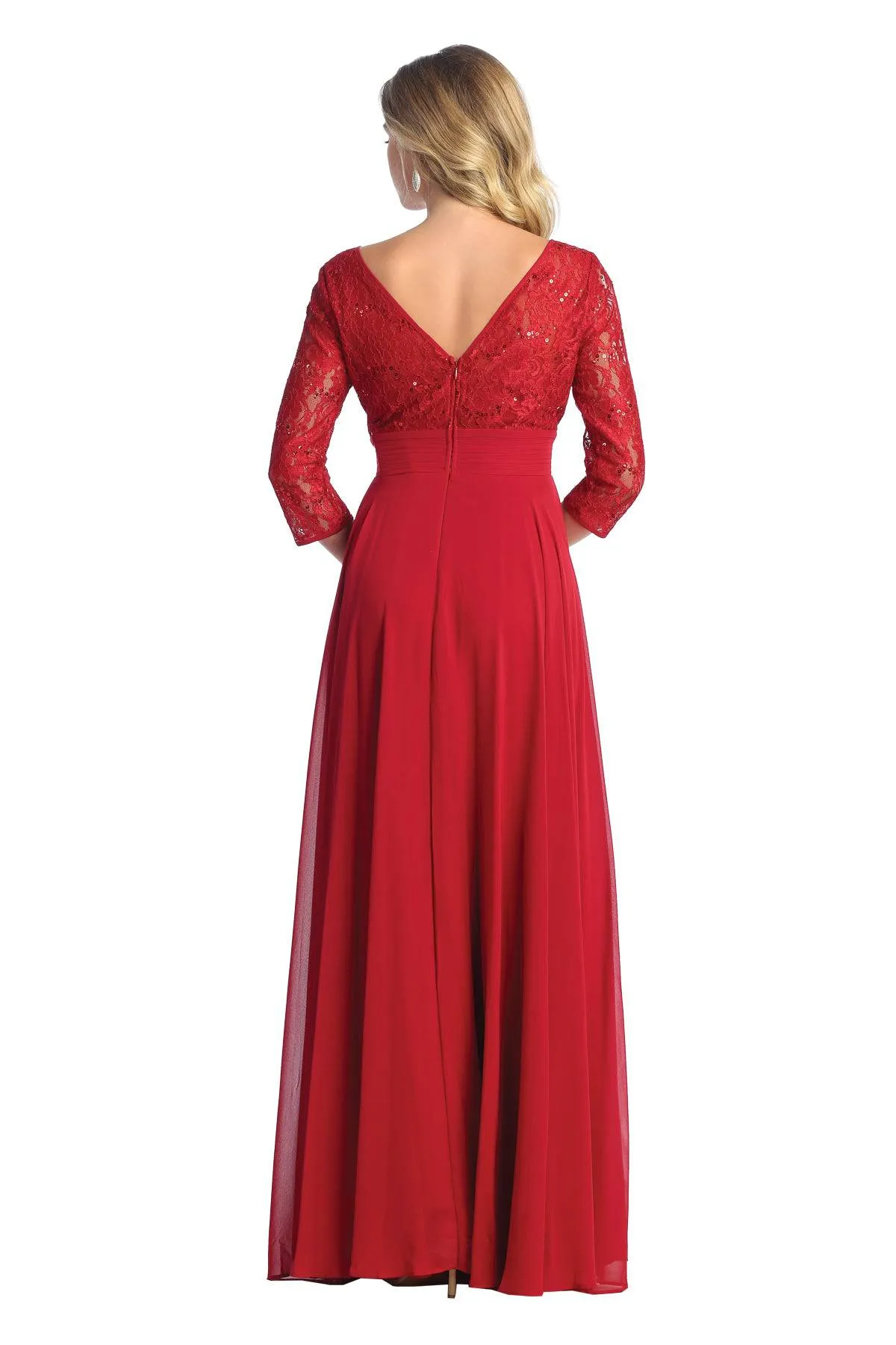 Cindy Collection 1748 3/4 Sleeve A Line Dress