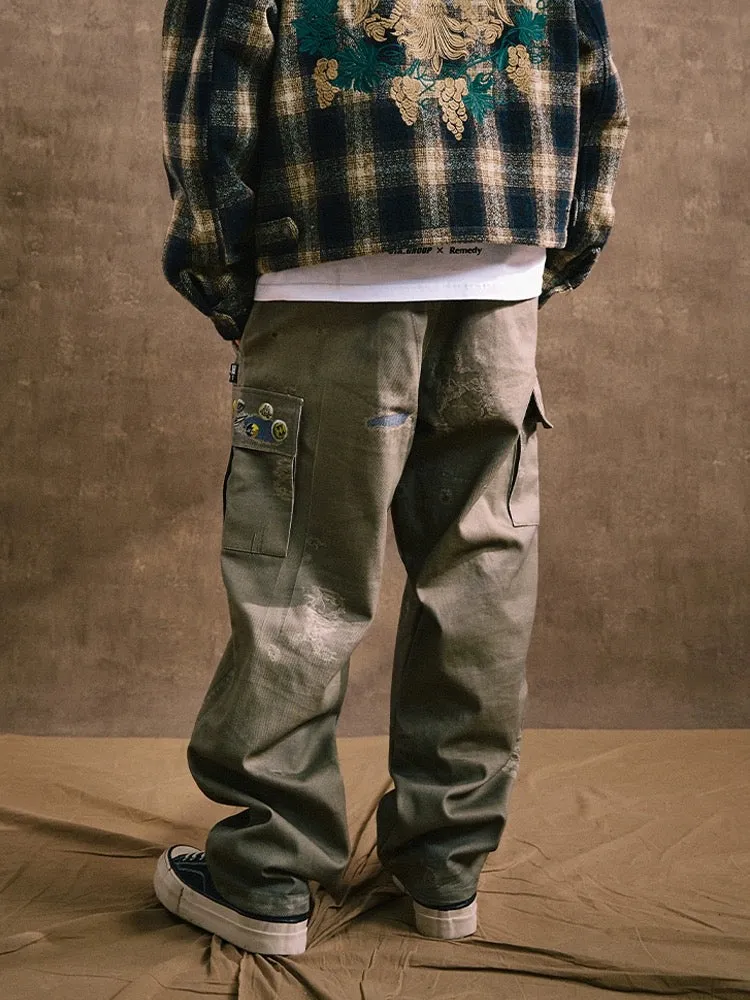 Digital Badge Pants Washed Green