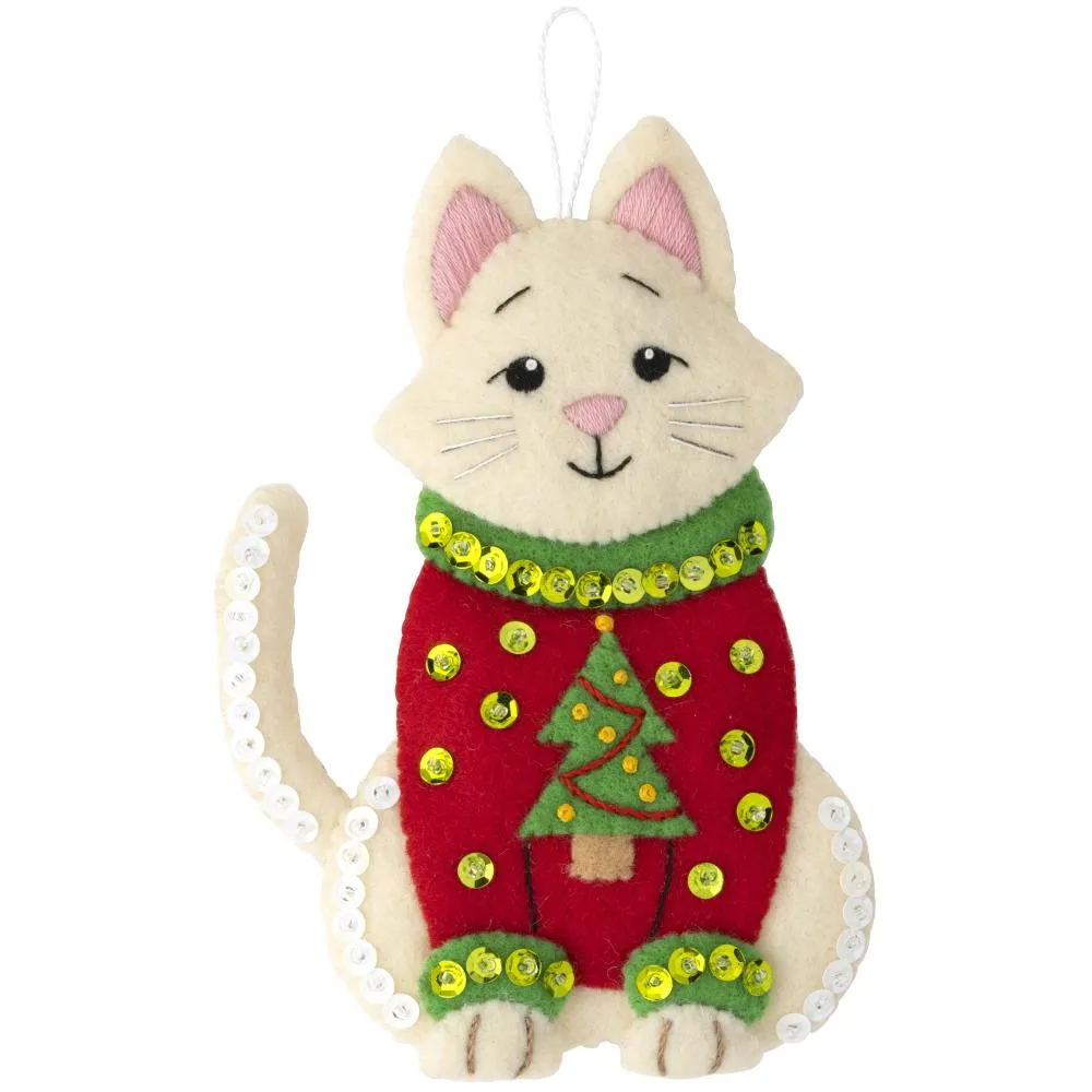 DIY Bucilla Cats in Ugly Sweaters Kittens Christmas Tree Ornament Kit