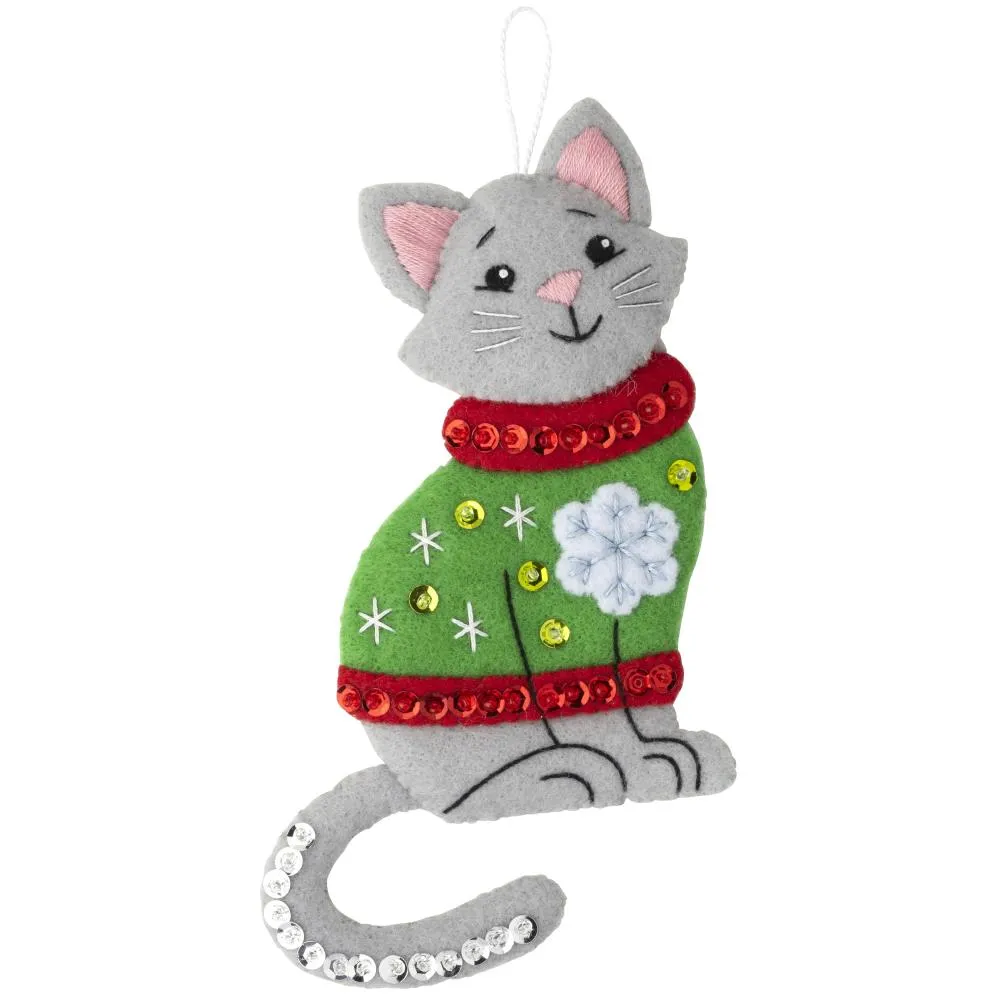 DIY Bucilla Cats in Ugly Sweaters Kittens Christmas Tree Ornament Kit