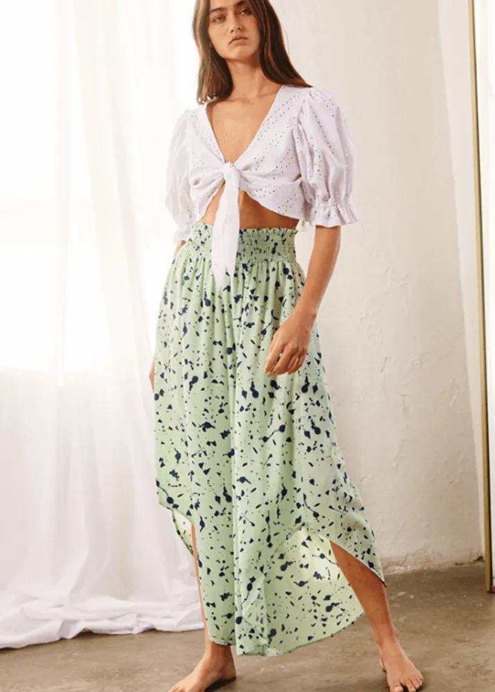Easy Breezy Smocked Diagonal Cut Gaucho Pants in Pink