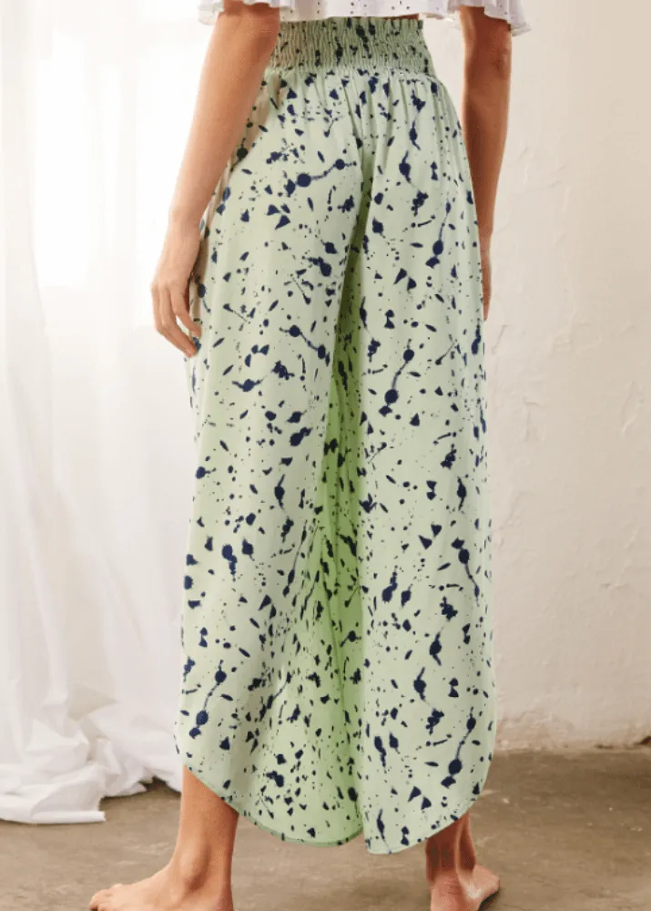 Easy Breezy Smocked Diagonal Cut Gaucho Pants in Pink