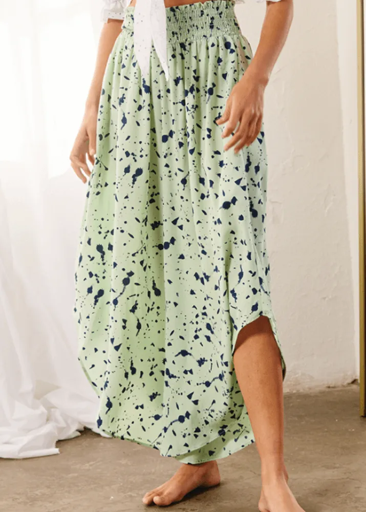 Easy Breezy Smocked Diagonal Cut Gaucho Pants in Pink