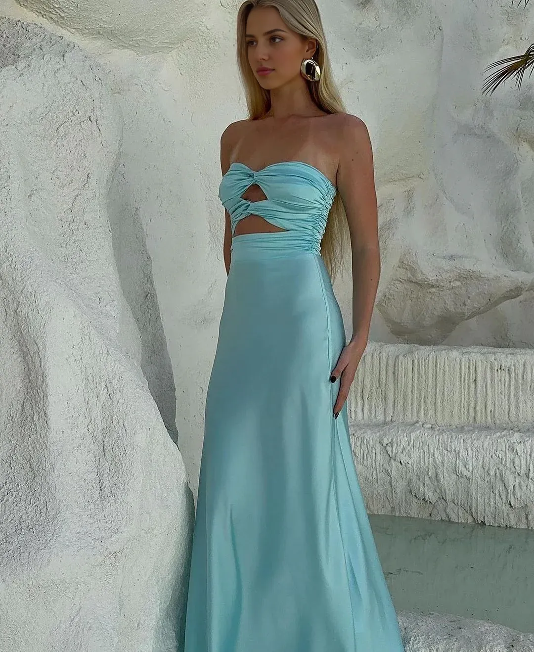 Elegant Gowns Evening Dresses Strapless Tiffany Blue Sheath Long Prom Dresses Formal Women's Dresses