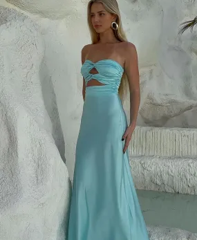 Elegant Gowns Evening Dresses Strapless Tiffany Blue Sheath Long Prom Dresses Formal Women's Dresses
