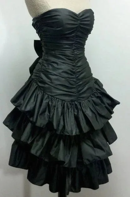 Elegant Prom Dresses Strapless Black A Line Short Prom Dress Layered Party Dress Dresses Gowns Evening Dresses