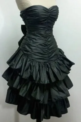 Elegant Prom Dresses Strapless Black A Line Short Prom Dress Layered Party Dress Dresses Gowns Evening Dresses