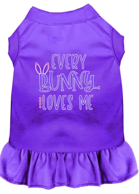 Every Bunny Loves Me Screen Print Dog Dress Purple Sm (10)