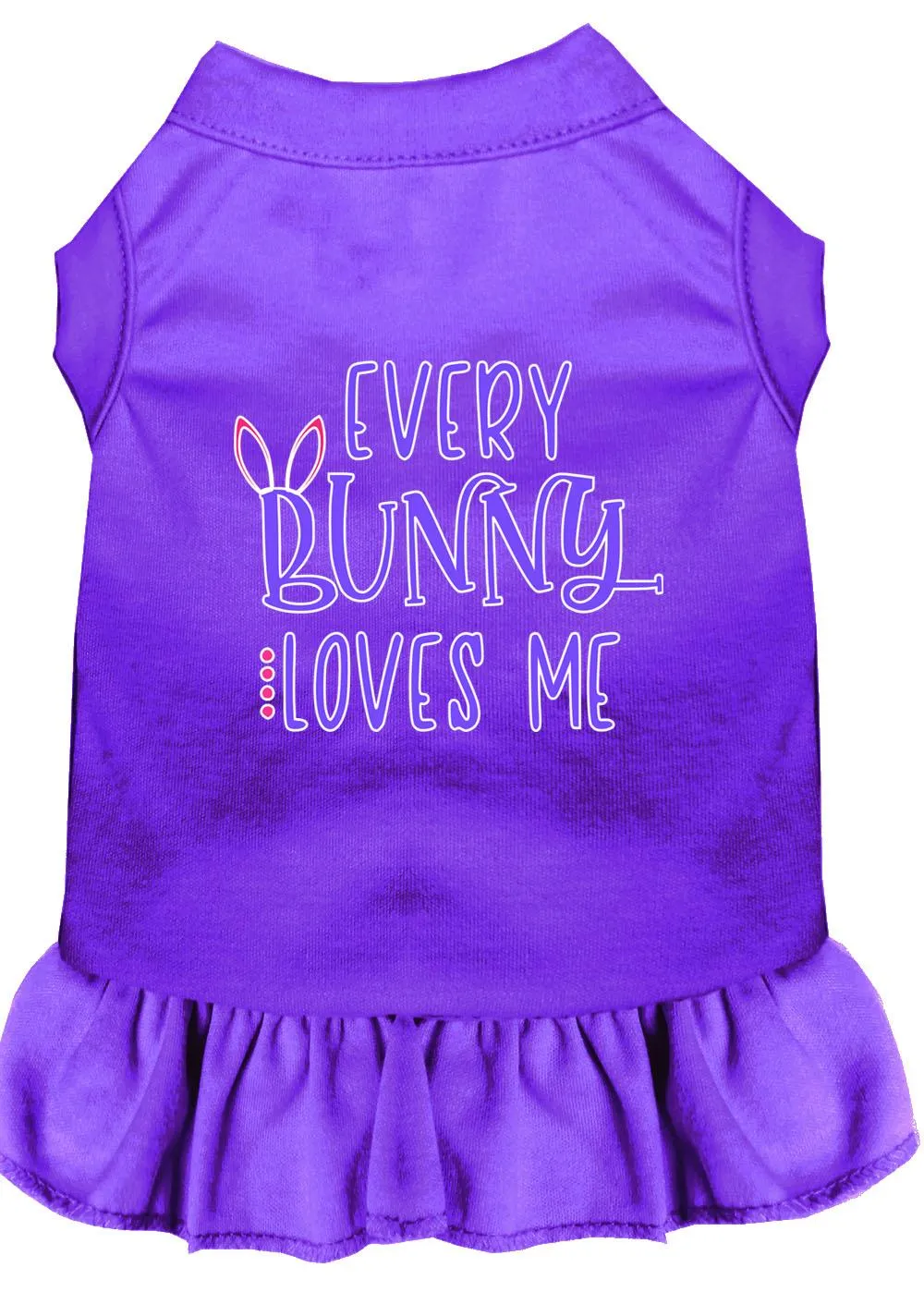 Every Bunny Loves Me Screen Print Dog Dress Purple Sm (10)