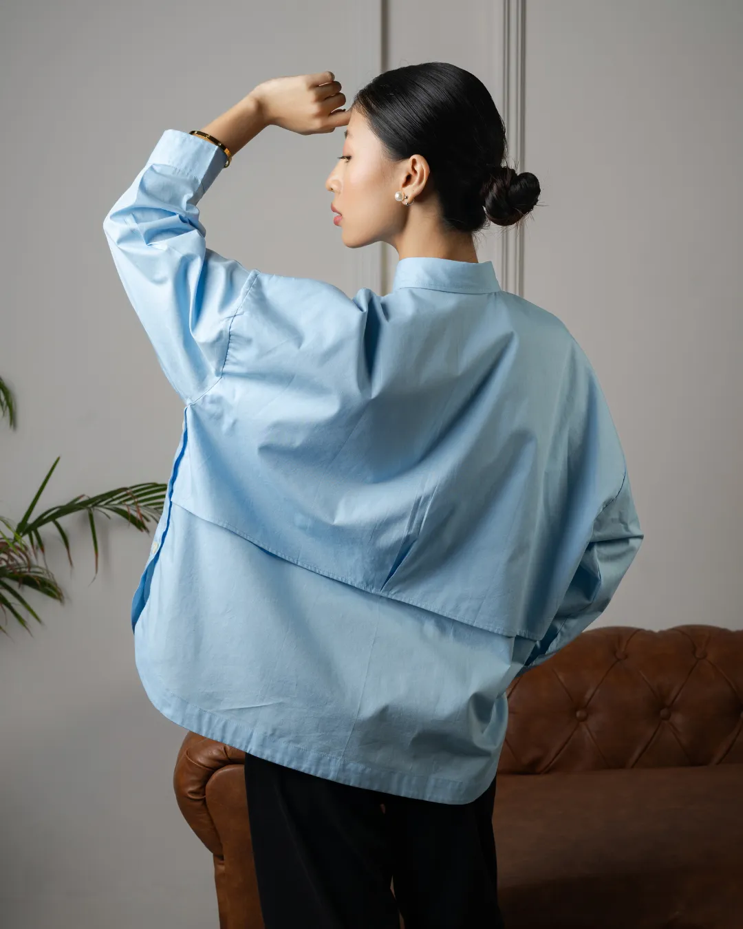 Jiyū Oversized Flap Shirt : Baby Blue