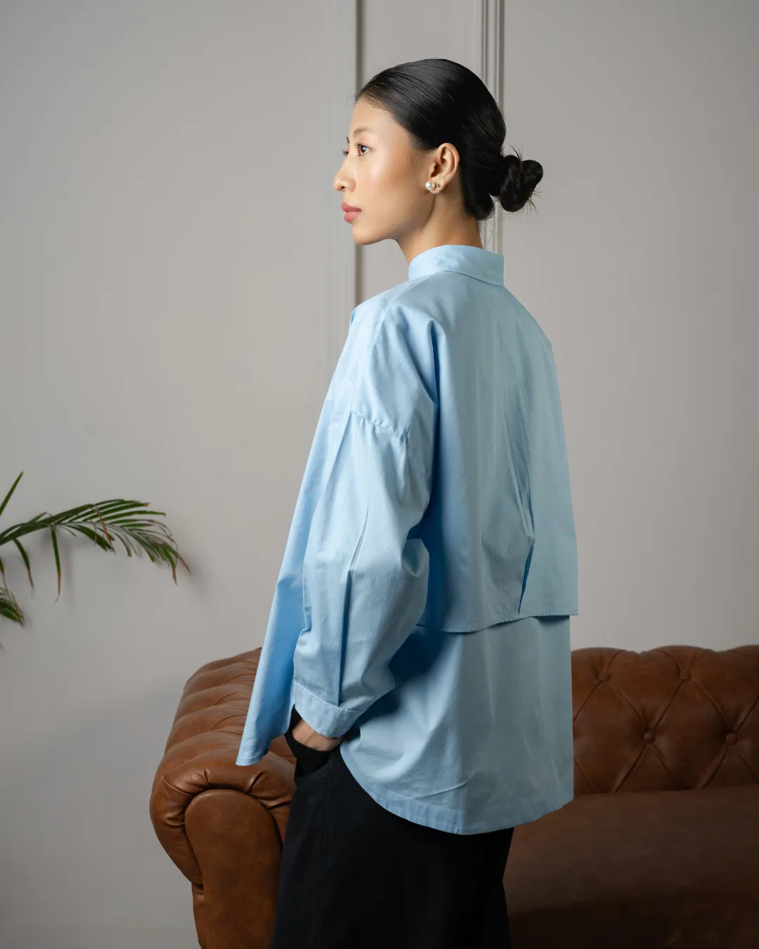 Jiyū Oversized Flap Shirt : Baby Blue