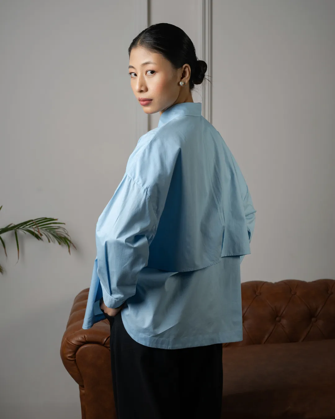 Jiyū Oversized Flap Shirt : Baby Blue