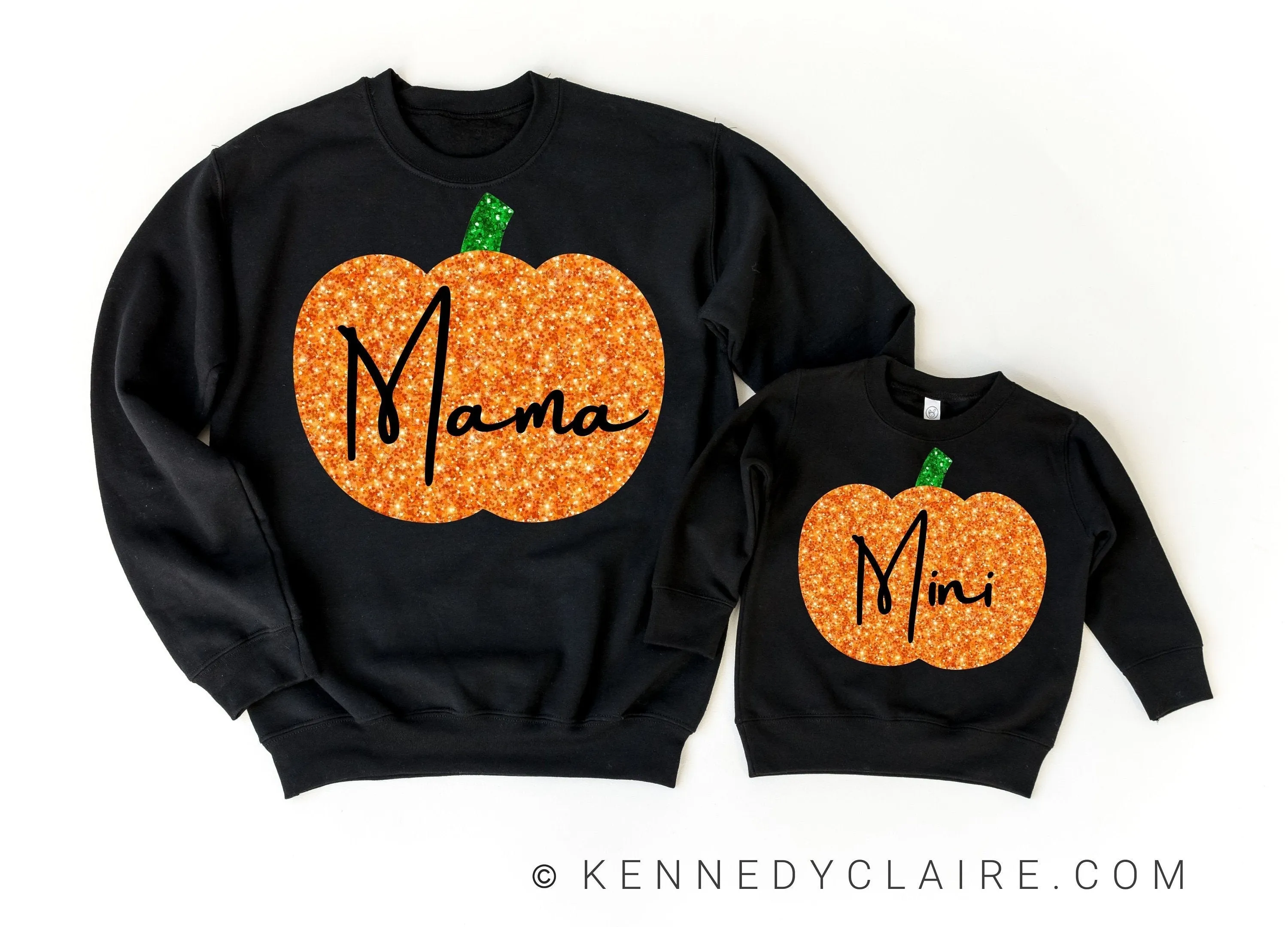 Mama & Mini Sparkly Pumpkin Sweaters