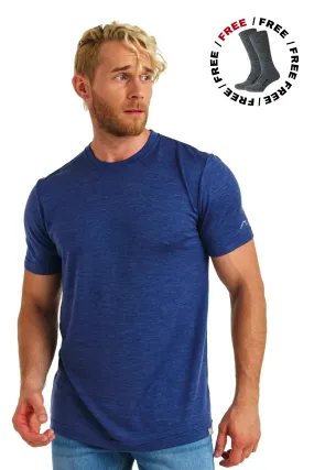 Men's Merino T-shirt 165 Chicago Blues Melange ( socks)