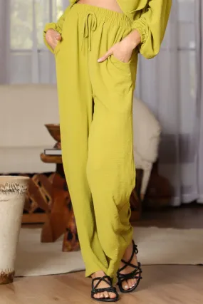 Olive Green High Waisted Long Pants