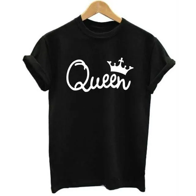 Queen and king white crown shirt