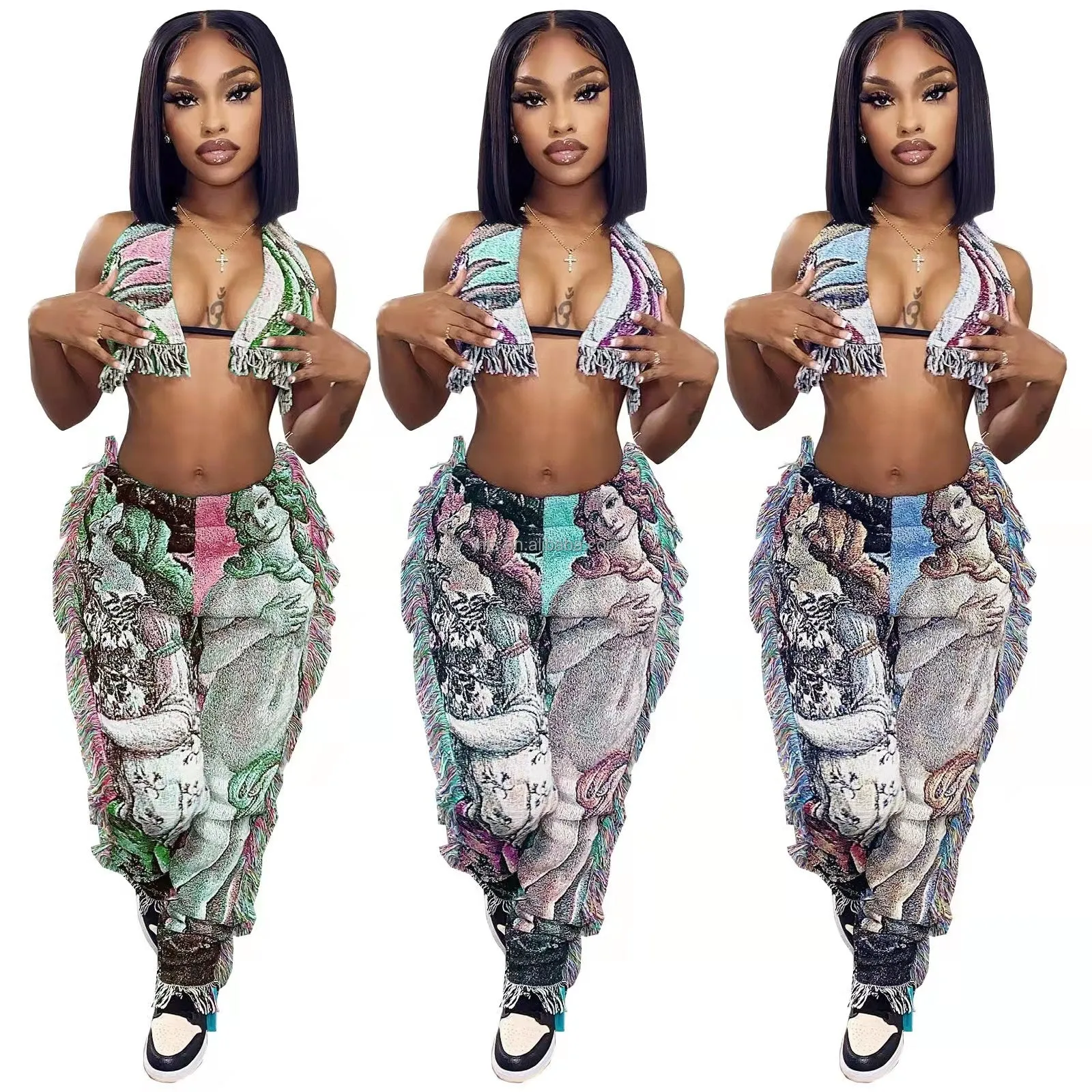 Vintage Artsie fringe Pants Set