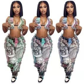 Vintage Artsie fringe Pants Set