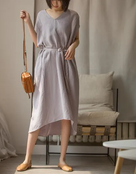 Women Cotton Dresses  Summer Dresses Women Long  Dresses Short Sleeve D9425