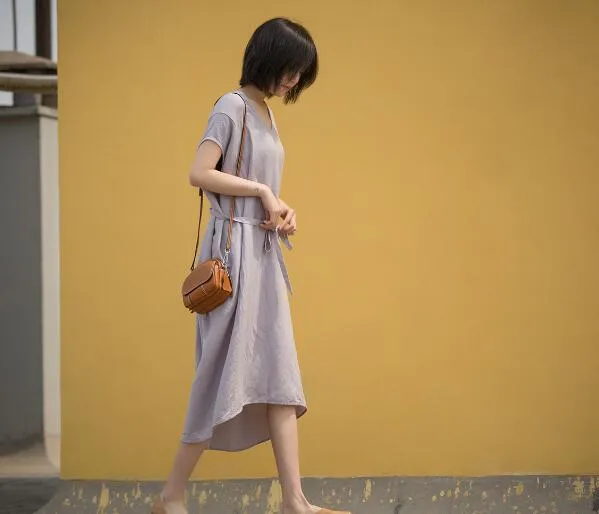 Women Cotton Dresses  Summer Dresses Women Long  Dresses Short Sleeve D9425