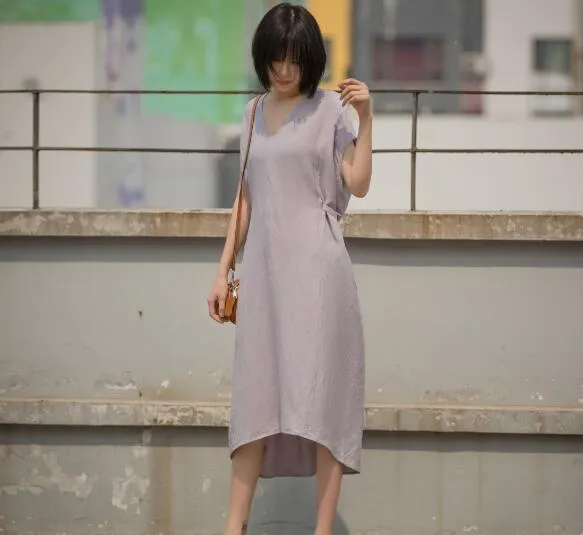 Women Cotton Dresses  Summer Dresses Women Long  Dresses Short Sleeve D9425