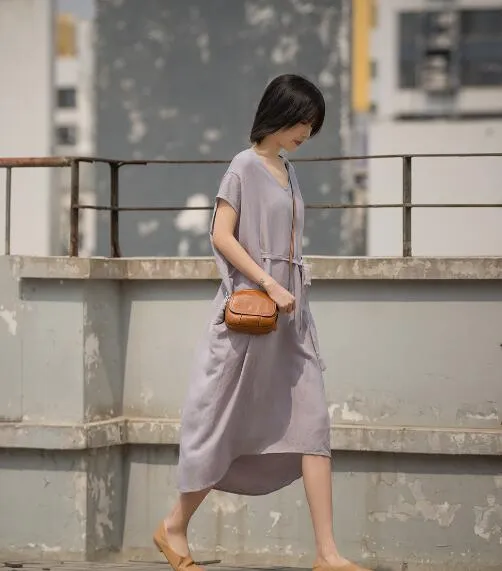 Women Cotton Dresses  Summer Dresses Women Long  Dresses Short Sleeve D9425